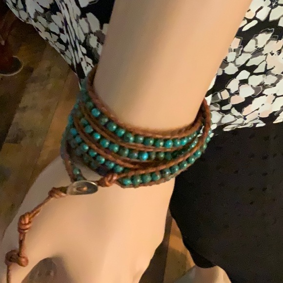 Authentic ChanLuu leather and turquoise wrap bracelet. New condition. - Picture 1 of 1
